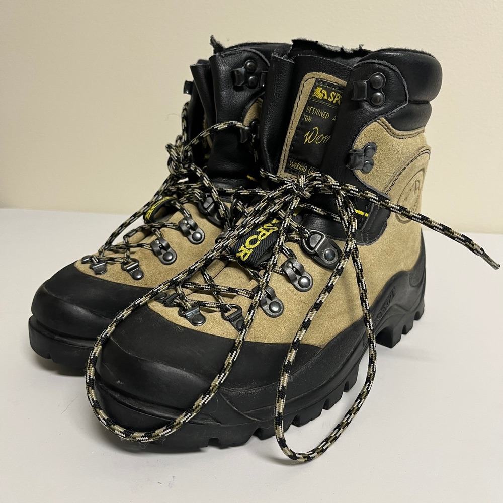 La Sportiva Hiking Boots Tan Black Leather Skywalk Sole Womens 7.5 US 39 EU Gorp